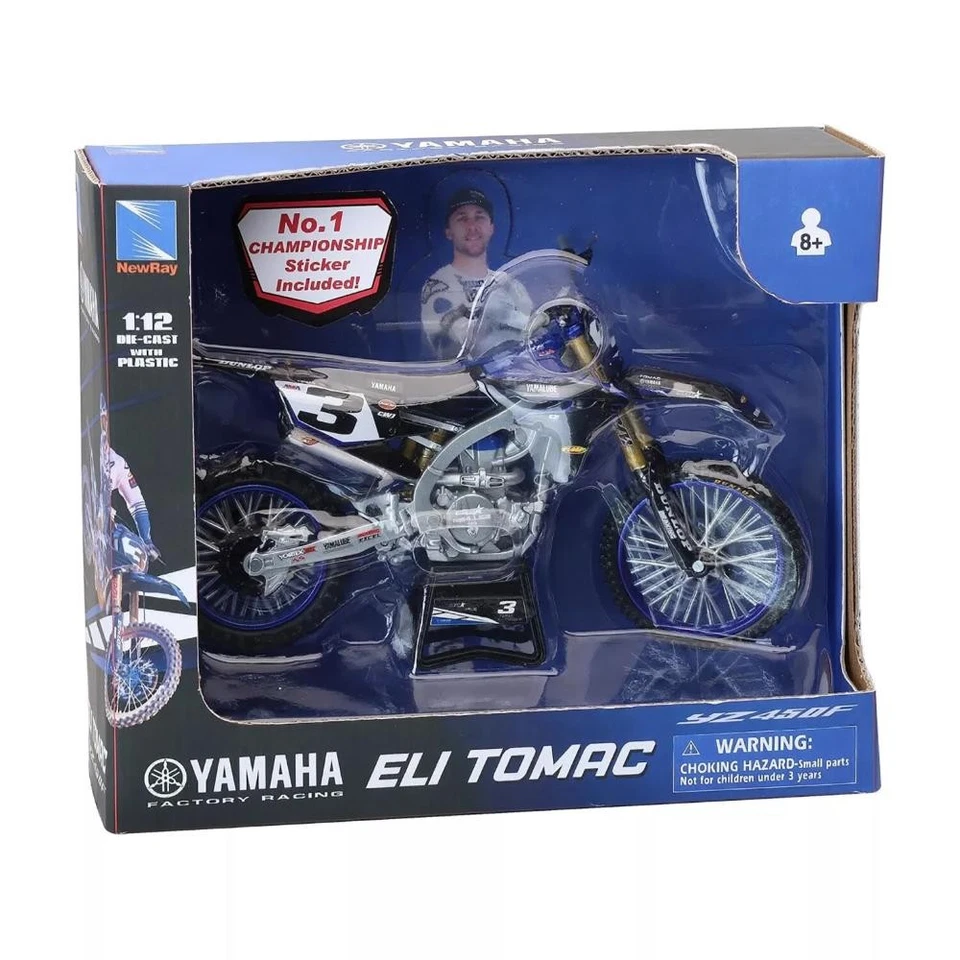 MOTOCROSS SCALA 1:12 YAMAHA YZ450F RACING TEAM ELI TOMAC #3 - Immagine 2 di 2