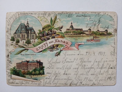 Hanau am Main – uralte Ansichtspostkarte AK – Litho gelaufen 1902 - Bild 1 von 2