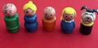 Vintage Fisher Price Little People Figures Wood Family Mother Dog Father Kids