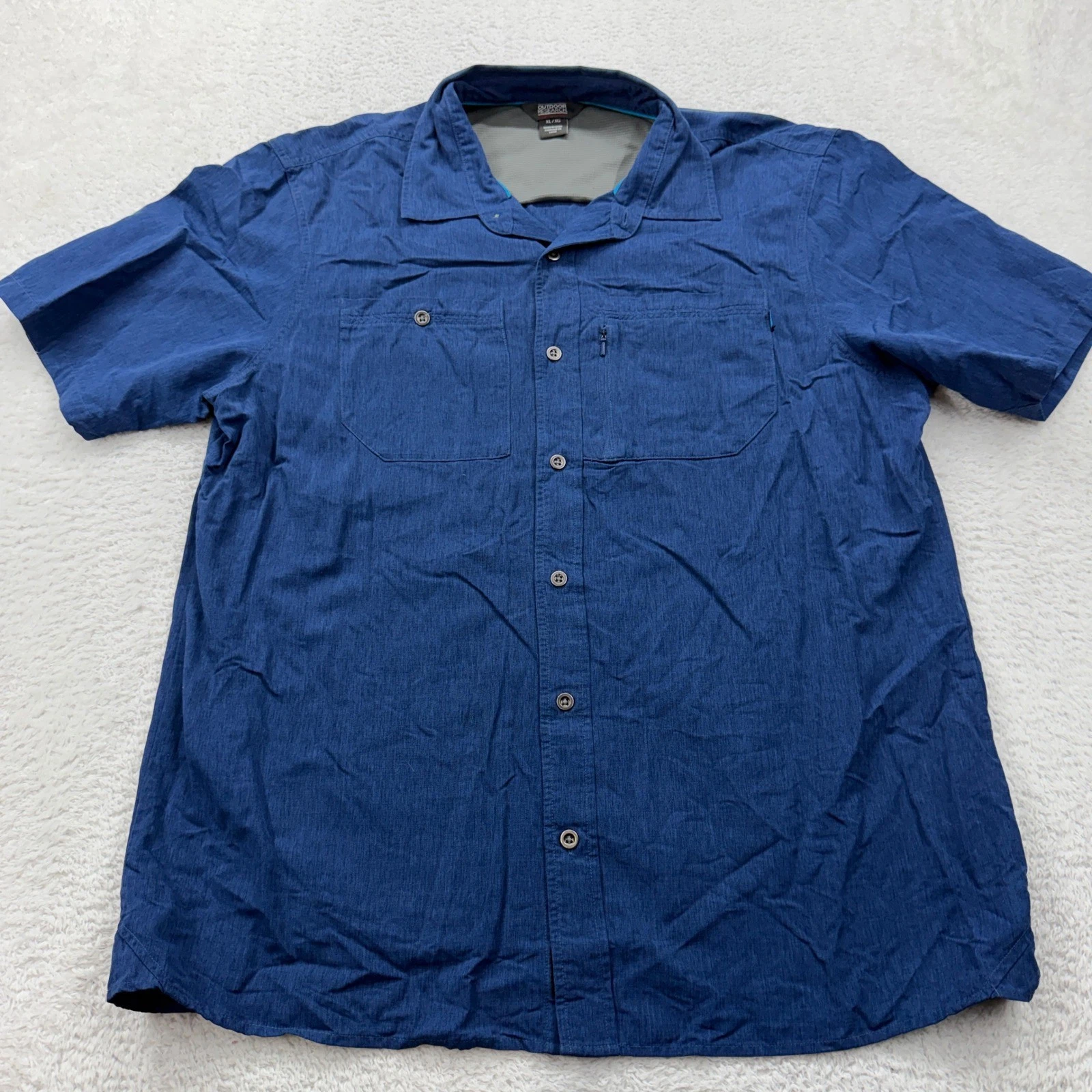 Outdoor Research Mens Blue Short Sleeve Button Up Shirt XL Performance Hiking
