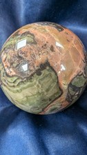 Stunning Red & Green Money Agate Crystal Sphere Great Patterns 6cm Diameter