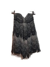 Express Women's Strapless 100% Silk Babydoll Mini Dress Black and White Size 8
