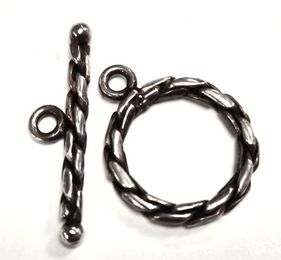 Estate 925 Sterling Silver Rope Link Style Pattern Toggle Clasp Finding Set DIY