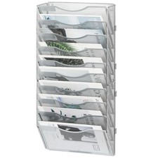 10-Tier Desk Tidy Organiser in Tray A4 Wall Mounted Document Holder Vertical UK