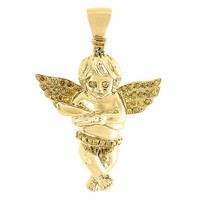 JFL Diamonds 10K Gelbgold Pave Charm AnhäNger Diamant Rundschliff 0.20 TCW