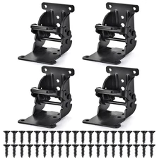 8 Pack Heavy-Duty Folding Brackets Self-Locking Hinges with Screws & Non-Slip...