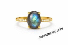 Natural Labradorite Ring: 925 Sterling Silver Anniversary Promise Ring - Wedding