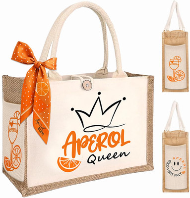 Aperol Geschenk Tasche, Jutetasche Für Frauen Mit Aperol Design, Stilvolle Idee 