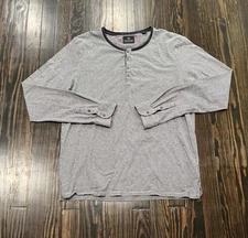 Scotch Soda Henley Shirt Men’s XL Gray Blue Stripes Cotton 