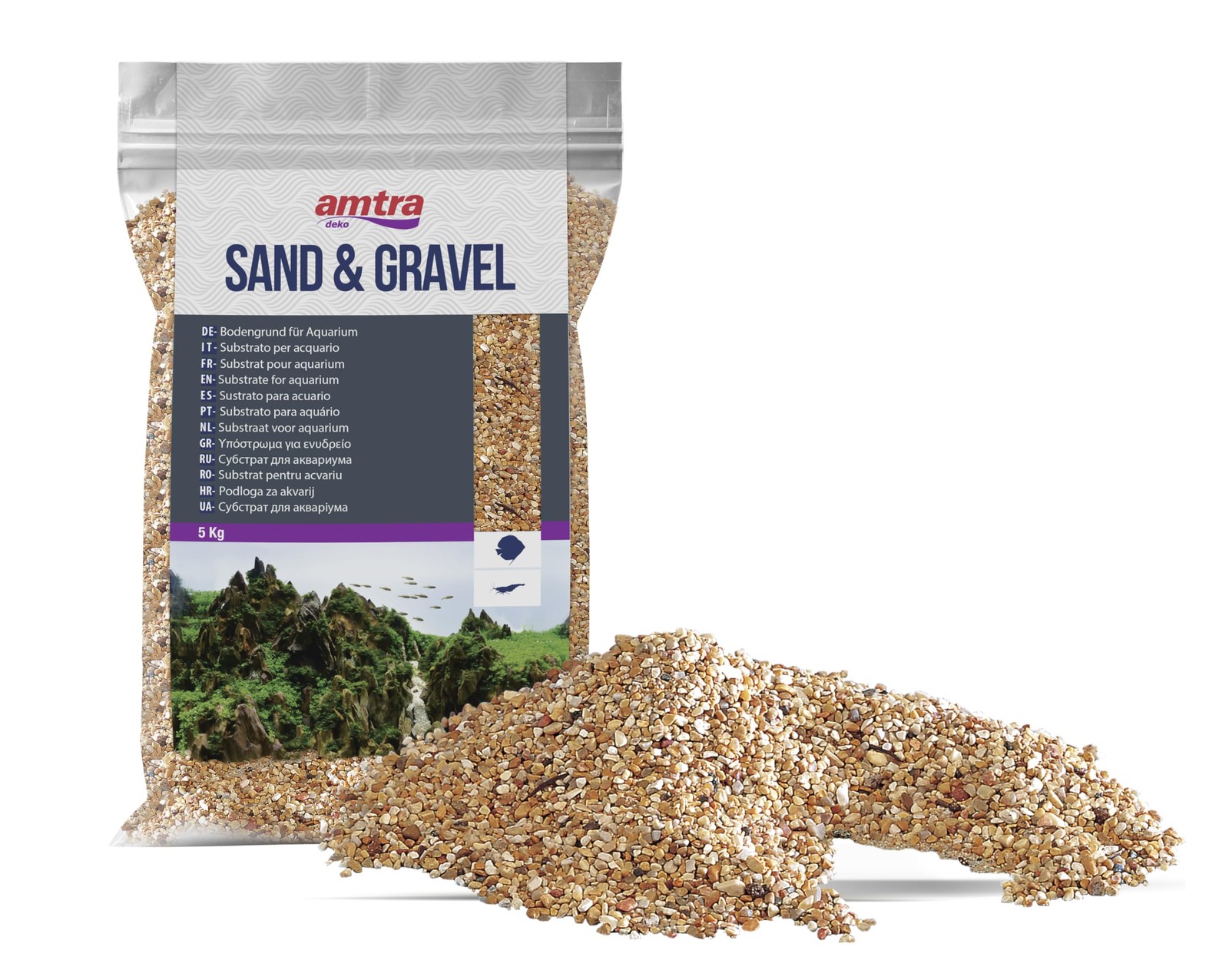 Croci Amtra Pro Nature Sand and Gravel Substrate, 5 kg (Packaging 5kg, Amber