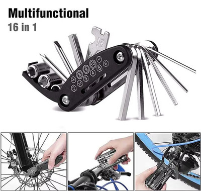 16 in 1 Portable Bicycle Repair Tools Kit Hex Wrench Nut Tire Screwdriver