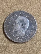 1856 BB Dix 10 Centimes France Bronze Coin Napoleon III French Empire See Pics