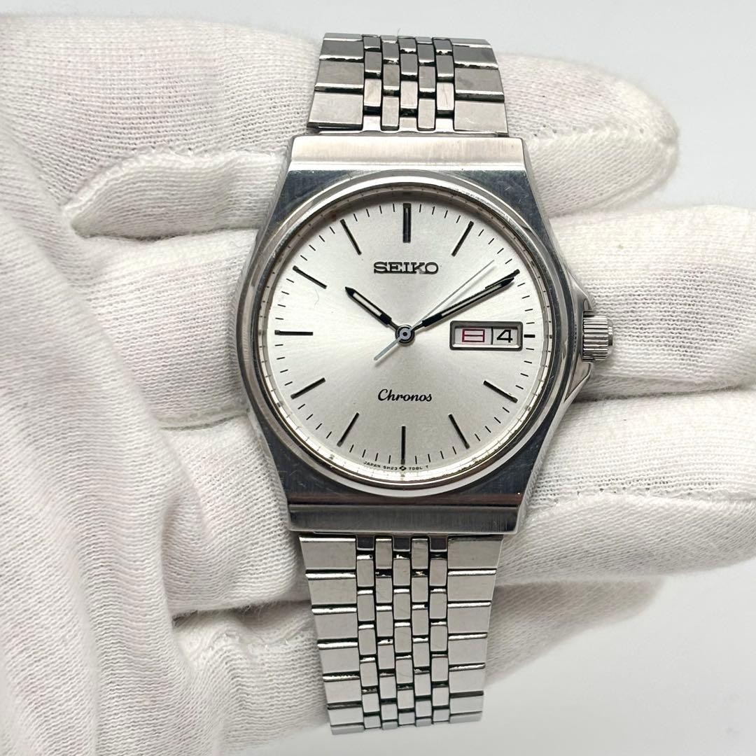 SEIKO Chronos 5H23-7020 Quartz Silver Dial Men's Watch - Gem