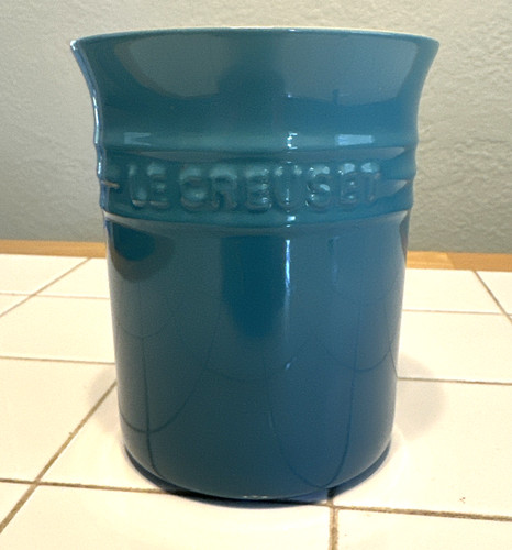 Le Creuset Crock Silico Utensil Stoneware Only Marseille Blue No Utensils 6"x 4"