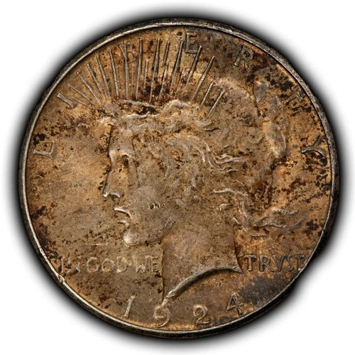 1924-S $1 Silver Peace Dollar - Original Toning - AU - SKU-D7533