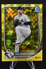 2025 Topps Bowman Chrome Sapphire Sean Burke Yellow Refractor /75 Rookie RC #73