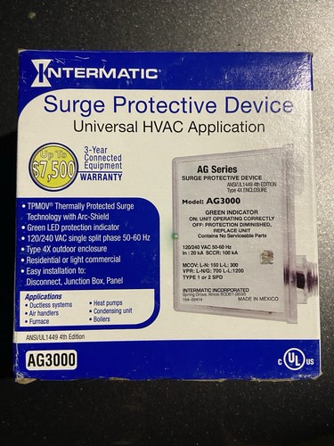 Intermatic AG3000 120/240 VAC Universal HVAC Surge Protective Device ...