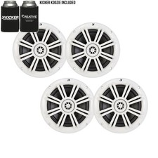 Kicker White OEM Replacement Marine 6.5" 4 Ohm Coaxial speaker Bundle 4 Speakers