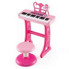 37-Key Kids Piano Keyboard Toy Musical Electronic Instrument with Stool Pink