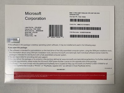 Windows 11 Pro 64-bit DVD Version 25H2 Factory Sealed Lifetime License Key