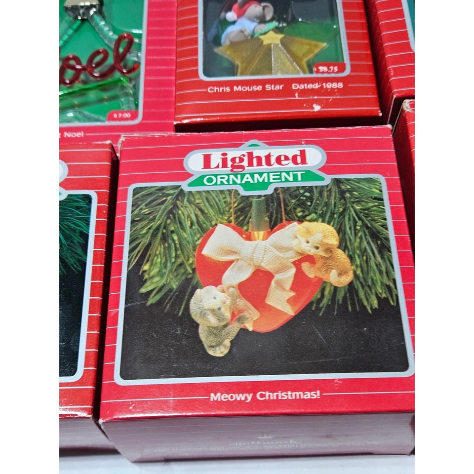 Lote de 6 adornos navideños iluminados con sello de colección Santa Noel Foto 3 de 4