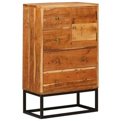 Schubladenkommode Kommode Sideboard Natur 55x30x90 cm Massivholz Akazie - Bild 1 von 4