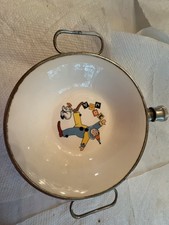 Antique Child's Baby s Ceramic Warming Dish W CLOWN, ABCs DOG, Made In Germany