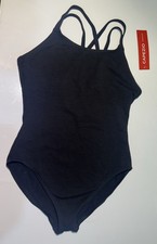 CAPEZIO Girls' Double Strap Camisole Leotard CC123C, Cotton, Black, Large
