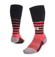 Under Armour UA Magnetico Pocket Soccer Over The Calf Socks Black Pink Sz 8.5-13