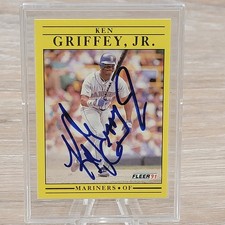 1991 Fleer Ken Griffey Jr. #450 Signed Autograph Seattle Mariners Baseball Card