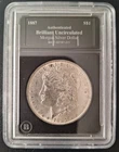 1887 Morgan Silver Dollar coin, BU, 0.900 Silver in Bradford Exchange Holder