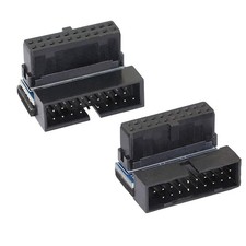 Right Angled USB 3.0 20Pin Male To Female Extension Adapter 2 PCS Black Pro