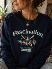 Vintage Carnival Fascination Sweatshirt Cruise Ship Anchor Oar The Fun Ship L/XL