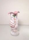 Antique Victorian Cased Pink Milk Glass Hand Holding Cornucopia Vase 8.5"