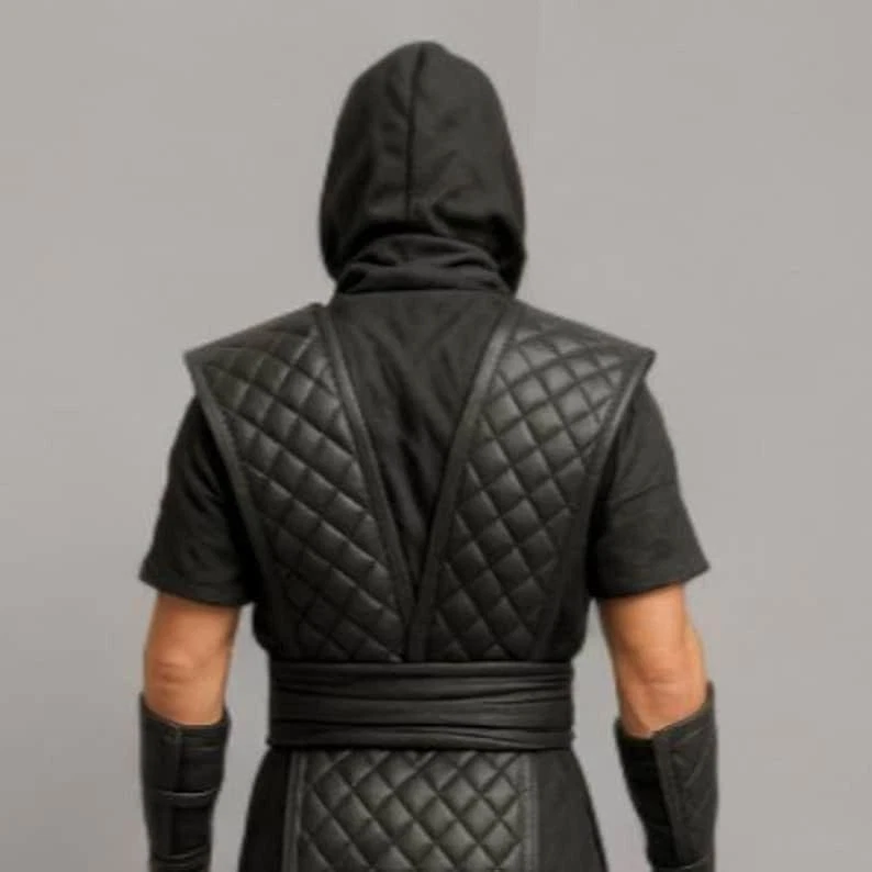 Disfraz de guerrero de cuero genuino | Conjunto de armadura ninja acolchada | Conjunto hecho a mano Foto 4 de 4