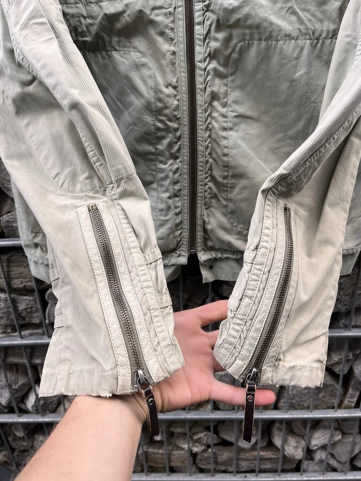 Винтажная мотоциклетная куртка Diesel бежевая на молнии грузовая джинсовая мужская размер XL редкая - Изображение 4 из 4