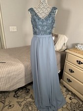 NWT Kennedy Blue Bridesmaid Slate Blue Formal/Bridal/prom Dress Women Sz 8
