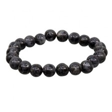 NEW Black Labradorite Round Bead Gemstone Bracelet 8mm Stretchy - One Size