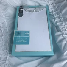 White SILVER CUT EDGE Wedding Invitation & Response Card Kit - 50 Ct SEE PHOTOS