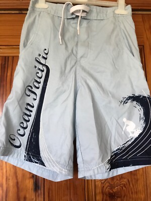 Ocean Pacific Alter 9-10 hellblau gefütterte Strandshorts mit 3 Taschen 