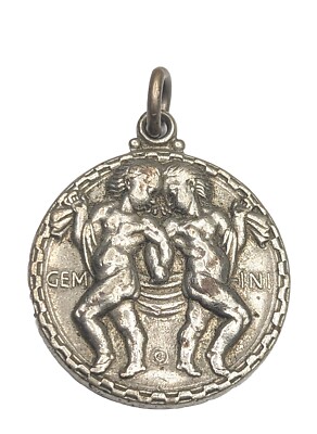 Medallic Art Co Signed GEMINI Astrological Zodiac Silver Tone Pendant Charm READ