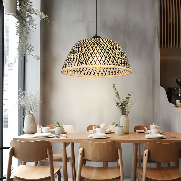 HäNgeleuchte Pendellampe Holzleuchte Esstischlampe Boho Schwarz Braun H 120 Cm-image