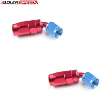 USA 2PCS -4AN AN4 45 Degree Hose End Fuel Oil Line Fitting Adapter Red/Blue