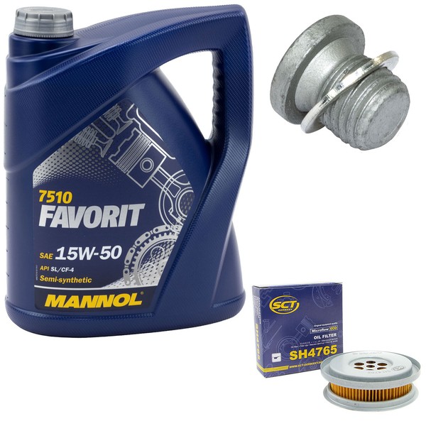 MotoröL Set 15W50 5 Liter + ÖLfilter SH 4765 + Schraube FüR Mercedes G-Klasse-image