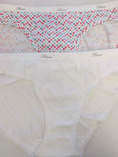 New 2 Ladies Hanes 100 Cotton Bikini Panties  5 / S Print  White