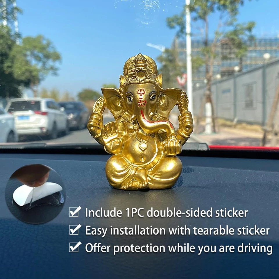 Estatua del Dios Indio Señor Ganesh - Dios Hindú Dorado Ganesha Ídolo Estatuillas para C... Foto 2 de 2