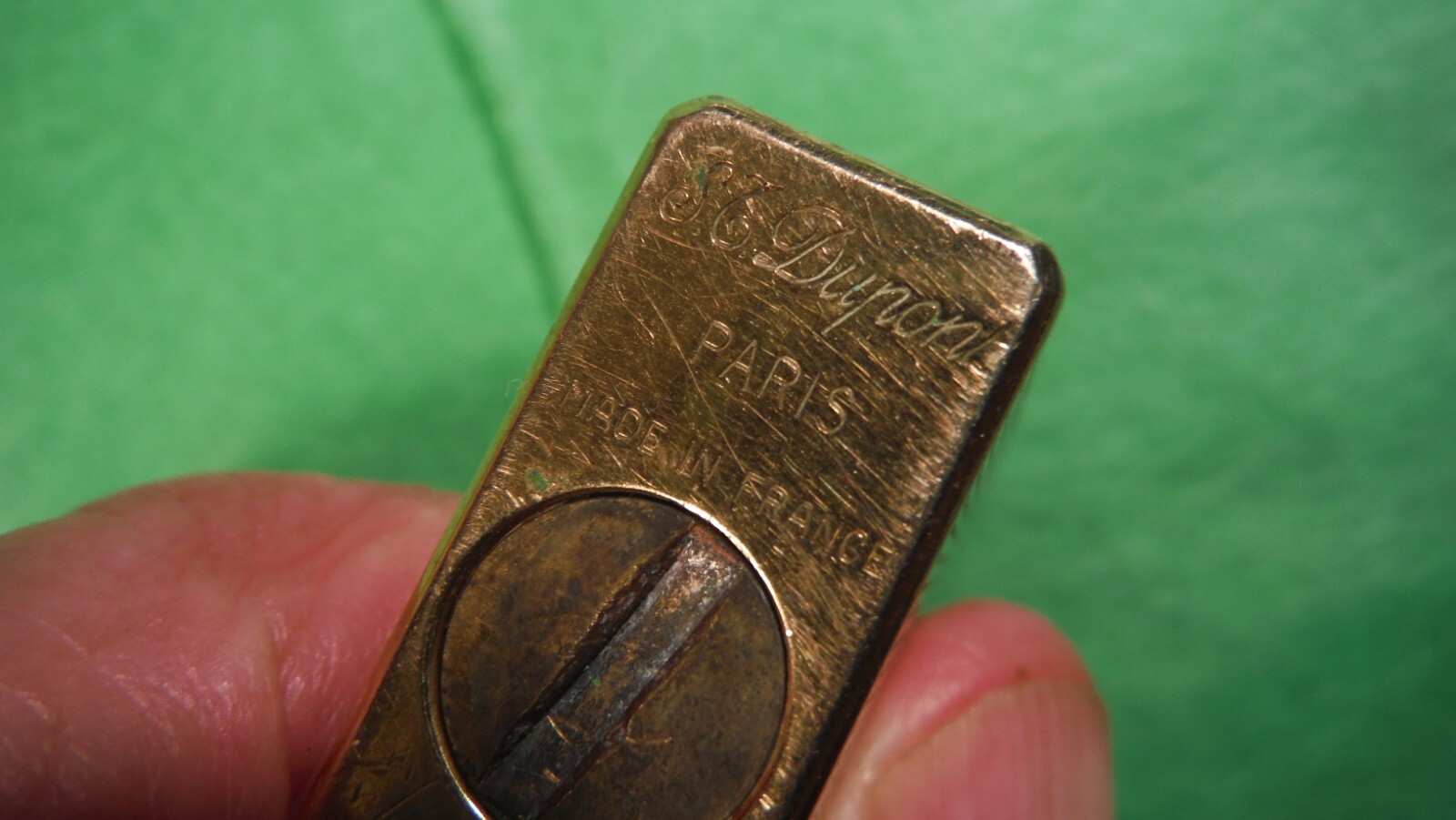 Vintage St Dupont Paris Made in France 20u Gold Plate Lighter PARTS OR REPAIR