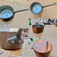 Alte Kasserolle Pfanne Kupfer rund L 27 cm