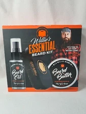  NEW Wild Willie's Essential Beard Grooming Kit Oil Conditioner Balm Brush Set