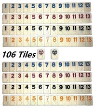 LOGOPLAY Rummy para 6 Jugadores - Okey - Juego de Mesa - Juego de colocación con 162 Piezas en una Bolsa de Tela Multicolor 6 Jugadores